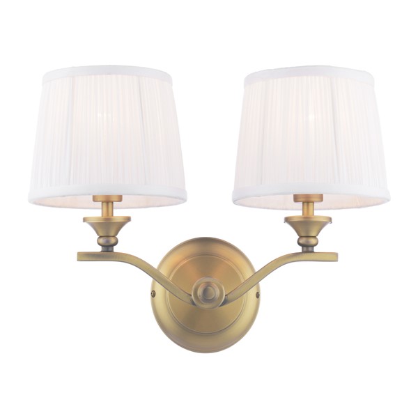 (image for) Laura Ashley Hemsley 2 Light Wall Light Matt Antique Brass With Shade